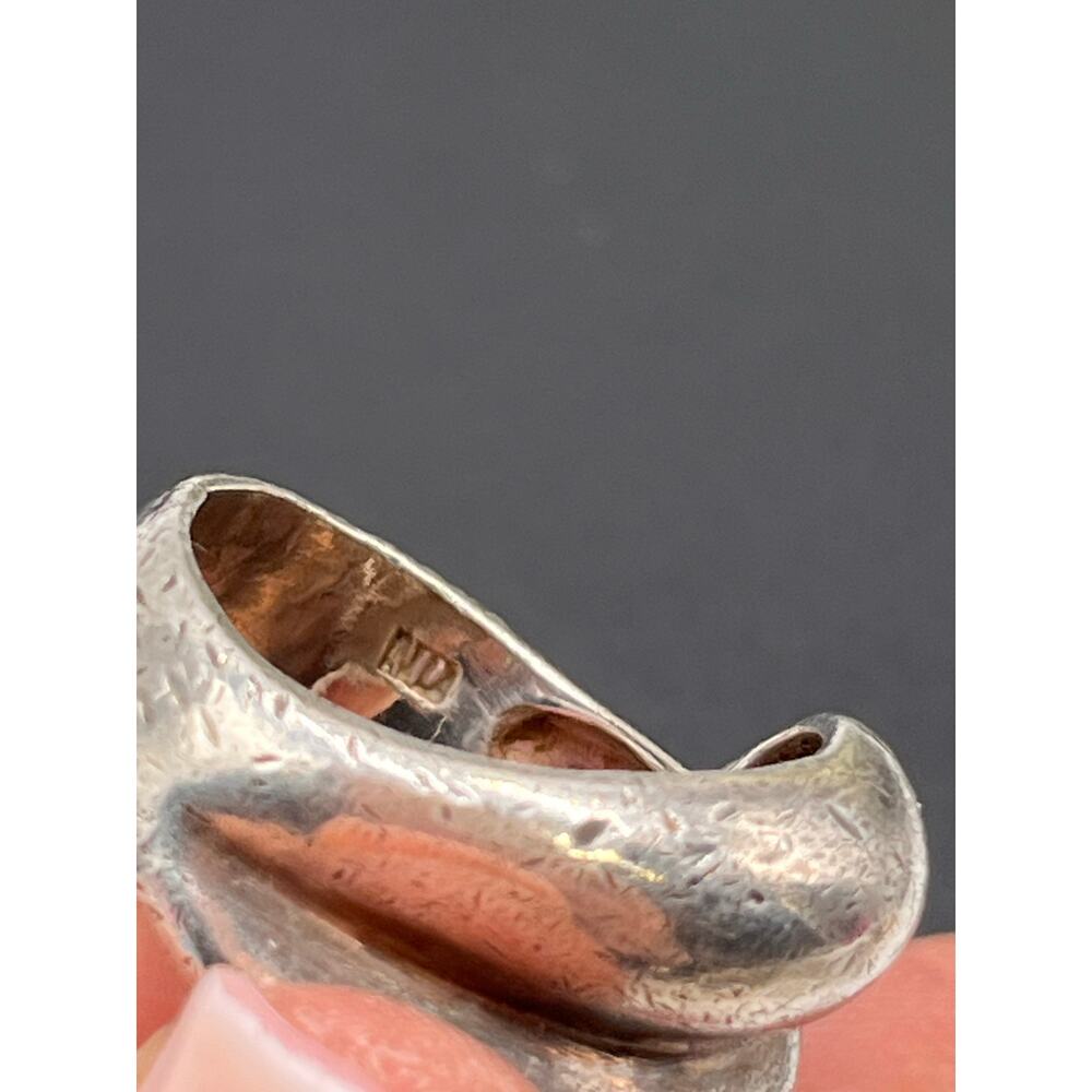 ND Vintage Designer Heavy‎ Sterling Silver Triple Sculpted Dome Ring, Size 8 - Picture 9 of 9